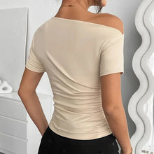 Load image into Gallery viewer, Women’s Y2K Ruched One-Shoulder Summer Top – Slim Fit Asymmetrical Shirt