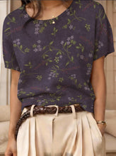 Load image into Gallery viewer, Women's Retro Short-Sleeve Jacquard Knit Top