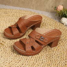 Load image into Gallery viewer, Women's High-Heel Slip-On Sandals – Round Toe Summer Slippers