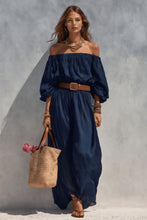 Load image into Gallery viewer, Women's Boat-Neck Sleeveless Cotton-Linen Maxi Dress