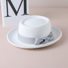 Load image into Gallery viewer, Vintage Bow British Retro Flat Top Hat for Women