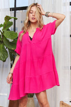 Load image into Gallery viewer, Tiered Notched Short Sleeve Dress For Summer – Versatile, Chic, Comfortable, Stylish, Must-Have for Every Occasion