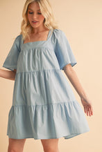 Load image into Gallery viewer, New Summer Square Neck Half Sleeve Tiered Dress For Women, Flattering, Chic, Comfortable and Versatile for Any Occasion