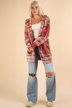 Load image into Gallery viewer, Colorful Fuzzy Plaid Long Sleeve Hooded Jacket Warm & Trendy Outerwear for Cold Days