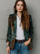 Load image into Gallery viewer, Women’s Printed Suit Jacket with Lining – Autumn Winter Casual Commuter Blazer