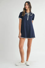 Load image into Gallery viewer, Ruffle Trimmed Collar Fine Knit Mini Dress For Women – Ruffle Mini Dress, Fine Knit Dress, Collar Dress, Feminine Mini Dress, Chic Knit Dress