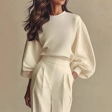 Load image into Gallery viewer, Women’s Round Neck Sweatshirt & Pants Set – Casual Long Sleeve Two-Piece Outfit