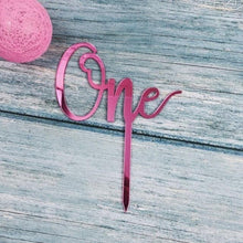 Load image into Gallery viewer, Acrylic One Cake Topper Top Cake One Cake Topper Birthday Cake Topper Double Sided For Anniversaries And Parties Birthday Party Cupcake Toppers Flags Wedding Baby Shower Supplies Lovely Baking Dessert Decorations