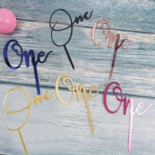Load image into Gallery viewer, Acrylic One Cake Topper Top Cake One Cake Topper Birthday Cake Topper Double Sided For Anniversaries And Parties Birthday Party Cupcake Toppers Flags Wedding Baby Shower Supplies Lovely Baking Dessert Decorations