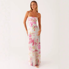 Load image into Gallery viewer, Printed Sleeveless Strap Bodycon Maxi Dress | High Waist