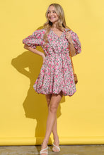 Load image into Gallery viewer, Full Size Floral Surplice Puff Sleeve Dress – Feminine Floral Dress, Surplice Neckline Dress, Puff Sleeve Dress, Elegant Floral Dress, Romantic Party Dress, Charming Floral Dress, Versatile Dress for Every Occasion