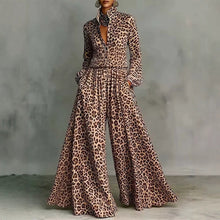 Load image into Gallery viewer, Leopard Print Wide-Leg Pants Set – Women’s Casual Two-Piece