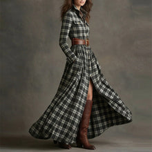 Load image into Gallery viewer, Women's Printed Lapel Slim-Fit Dress – Elegant Commuter Style