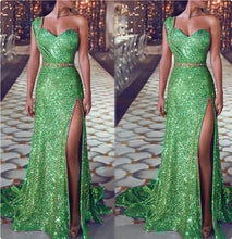 Load image into Gallery viewer, Women's Clothing One-shoulder Sleeveless Bronzing Split Dress