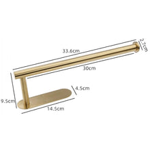 Load image into Gallery viewer, Adhesive Paper Holder Gold 304 Stainless Steel Stand Toilet Paper Towel Rack Tissue Roll Hanger For Kitchen Bathroom Free Nail Stainless Steel Toilet Tissue Roll Holder Sticky Hand Towel Hanger Vertical Or Horizontal No Drilling