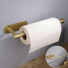 Load image into Gallery viewer, Adhesive Paper Holder Gold 304 Stainless Steel Stand Toilet Paper Towel Rack Tissue Roll Hanger For Kitchen Bathroom Free Nail Stainless Steel Toilet Tissue Roll Holder Sticky Hand Towel Hanger Vertical Or Horizontal No Drilling