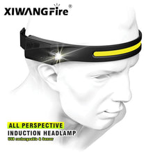 Load image into Gallery viewer, Adjustable Rechargeable LED Induction USB Headlamp Lightweight Head Lamp Head Torch 5 Lighting Modes Flashlight For Camping Hiking Running Outdoor Adults Kids