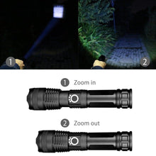 Load image into Gallery viewer, Adjustable Rechargeable Powerful Zoomable LED USB Flashlights High Lumens Powerful Tactical Waterproof Super Bright Flashlights Best For Camping Outdoor Hiking Running Riding