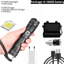 Load image into Gallery viewer, Adjustable Rechargeable Powerful Zoomable LED USB Flashlights High Lumens Powerful Tactical Waterproof Super Bright Flashlights Best For Camping Outdoor Hiking Running Riding