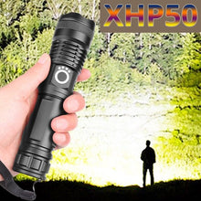 Load image into Gallery viewer, Adjustable Rechargeable Powerful Zoomable LED USB Flashlights High Lumens Powerful Tactical Waterproof Super Bright Flashlights Best For Camping Outdoor Hiking Running Riding
