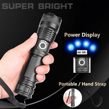 Load image into Gallery viewer, Adjustable Rechargeable Tactical Flashlight USB LED Super Bright Zoomable IPX65 Waterproof Portable Torchlight Flash Lamp USB Charging For Hiking Camping Running Fishing