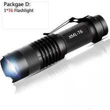 Load image into Gallery viewer, Adjustable Rechargeable Water Resistant Super Bright Mini Handheld Flashlights LED Zoomable Flashlight For Camping Fishing Bicycle Light Kids Indoor Outdoor Hiking