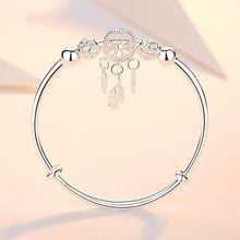 Load image into Gallery viewer, Adjustable Sterling Silver Dreamcatcher Feather Round Bead Charm Bracelet Bangle Adjustable Polished Hollow Out Bracelet For Women Girl Teen Mother Friend Friendship Cute Luxury Jewelry Birthday Gift