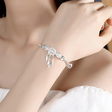 Load image into Gallery viewer, Adjustable Sterling Silver Dreamcatcher Feather Round Bead Charm Bracelet Bangle Adjustable Polished Hollow Out Bracelet For Women Girl Teen Mother Friend Friendship Cute Luxury Jewelry Birthday Gift