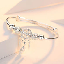Load image into Gallery viewer, Adjustable Sterling Silver Dreamcatcher Feather Round Bead Charm Bracelet Bangle Adjustable Polished Hollow Out Bracelet For Women Girl Teen Mother Friend Friendship Cute Luxury Jewelry Birthday Gift