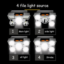 Load image into Gallery viewer, Adjustable USB Rechargeable Torch Lamp Built-in Battery 5 Led Strong Headlight Waterproof Rechargeable Super Bright Head-Mounted Flashlight For Outdoor Night Camping