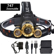 Load image into Gallery viewer, Adjustable Zoomable Headlamp Ultra Bright Rechargeable LED Bright High Lumen Head Lights Head Lamp Waterproof Flashlight For Outdoor Cmaping Fishing Hiking Biking Fishing Headlamp Running Headlamp