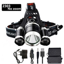 Load image into Gallery viewer, Adjustable Zoomable Headlamp Ultra Bright Rechargeable LED Bright High Lumen Head Lights Head Lamp Waterproof Flashlight For Outdoor Cmaping Fishing Hiking Biking Fishing Headlamp Running Headlamp