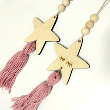 Load image into Gallery viewer, Adorable Sleepy Eye Eyelash Kids Room Decoration Crafts Wood Wall Hanging Stars Decorative Beads Tassel Photography Props Gift For Kids Bedroom Decor Makeup Sticker For Girls Room Wall Art
