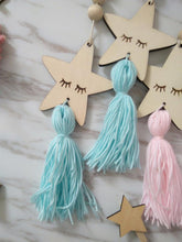 Load image into Gallery viewer, Adorable Sleepy Eye Eyelash Kids Room Decoration Crafts Wood Wall Hanging Stars Decorative Beads Tassel Photography Props Gift For Kids Bedroom Decor Makeup Sticker For Girls Room Wall Art