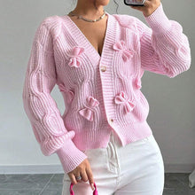 Load image into Gallery viewer, Women's Bow Cropped Cardigan