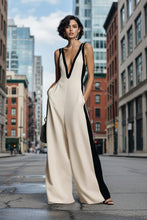 Load image into Gallery viewer, Women's Sleeveless V-Neck Contrast Color Wide-Leg Jumpsuit