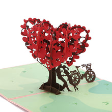Load image into Gallery viewer, 3D Laser-Cut Engagement Card: Red Heart & Romantic Silhouette