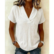 Load image into Gallery viewer, Women's Knitted Short-Sleeve Butterfly Collar Top