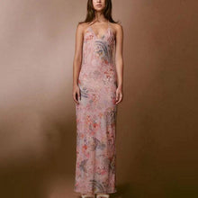Load image into Gallery viewer, Floral Print Halter Dress - Sexy Butterfly Back Spaghetti Straps