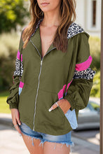 Load image into Gallery viewer, Colorful Women's Leopard Print Zip-Up Hooded Jacket Trendy Long Sleeve Outerwear with Pockets