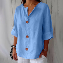 Load image into Gallery viewer, Women's V-Neck Buttoned Blouse