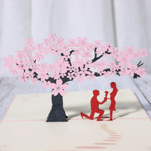 Load image into Gallery viewer, 3D Laser-Cut Engagement Card: Red Heart & Romantic Silhouette
