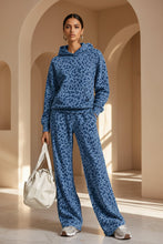 Load image into Gallery viewer, Women's Washed Leopard Print Oversized Hoodie & Wide-Leg Pants Set