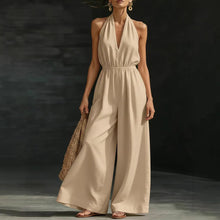 Load image into Gallery viewer, Women’s V-Neck Halter Neck Wide-Leg Jumpsuit