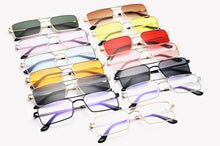 Load image into Gallery viewer, Luxury Famous Retro Modern Square Unisex Men and Women‘s Sunglasses With Alloy Metal Small Frame With Clear Double Bridge Men's Sunglasses