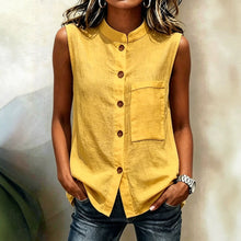 Load image into Gallery viewer, Women's Sleeveless Crop Top with Buttoned Pockets – Solid Color