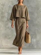 Load image into Gallery viewer, High Waist Long Skirt & 3/4 Sleeve Loose Top Set