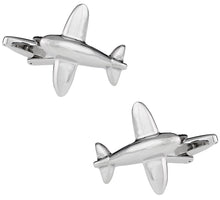 Load image into Gallery viewer, Airplane Cufflinks in Silver - Pilot Gift