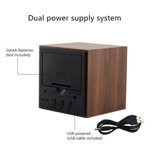 Load image into Gallery viewer, Alarm Clock LED Wooden Watch Digital Alarm Clock with Wooden Electronic LED Time Display 3 Alarm Settings Humidity & Temperature Detect Wood Made Electric Clocks Table Voice Control Digital Wood USB/AAA Powered Electronic Desktop Clocks