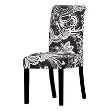 Load image into Gallery viewer, All black flower printed Chair Cover Washable Removable big elastic seat Covers Slipcovers Stretch for banquet hotel arm wedding